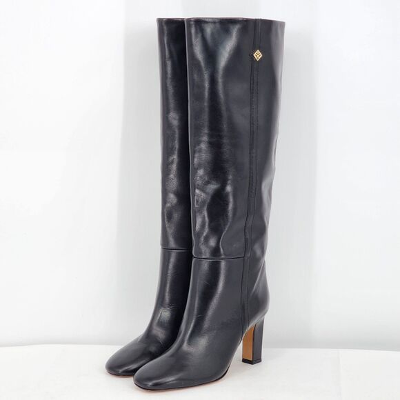 Sandro Jily Smooth Leather Black Tall Heeled Boots Size 36 EU NEW - Picture 3 of 15